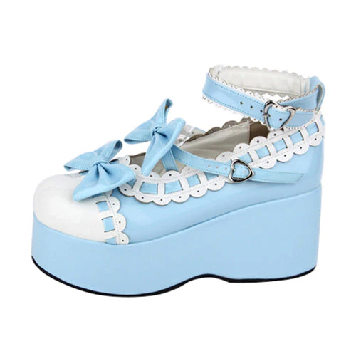 Pink Lace Bowknot Sweet Lolita Platform Shoes - Image 4