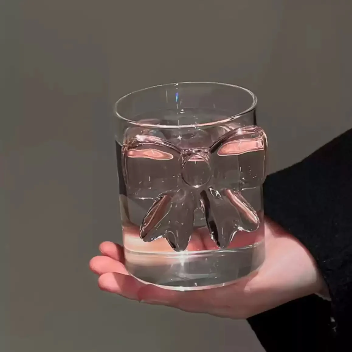 pink large bow glass heat-resistant cup - Image 2