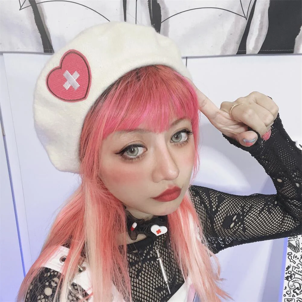 Pink Menhera Nurse Beret - Image 2