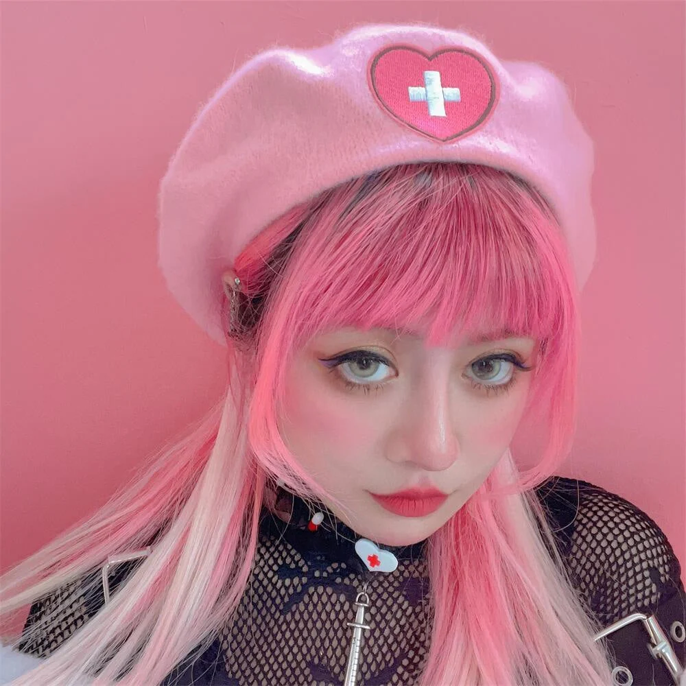 Pink Menhera Nurse Beret - Image 3