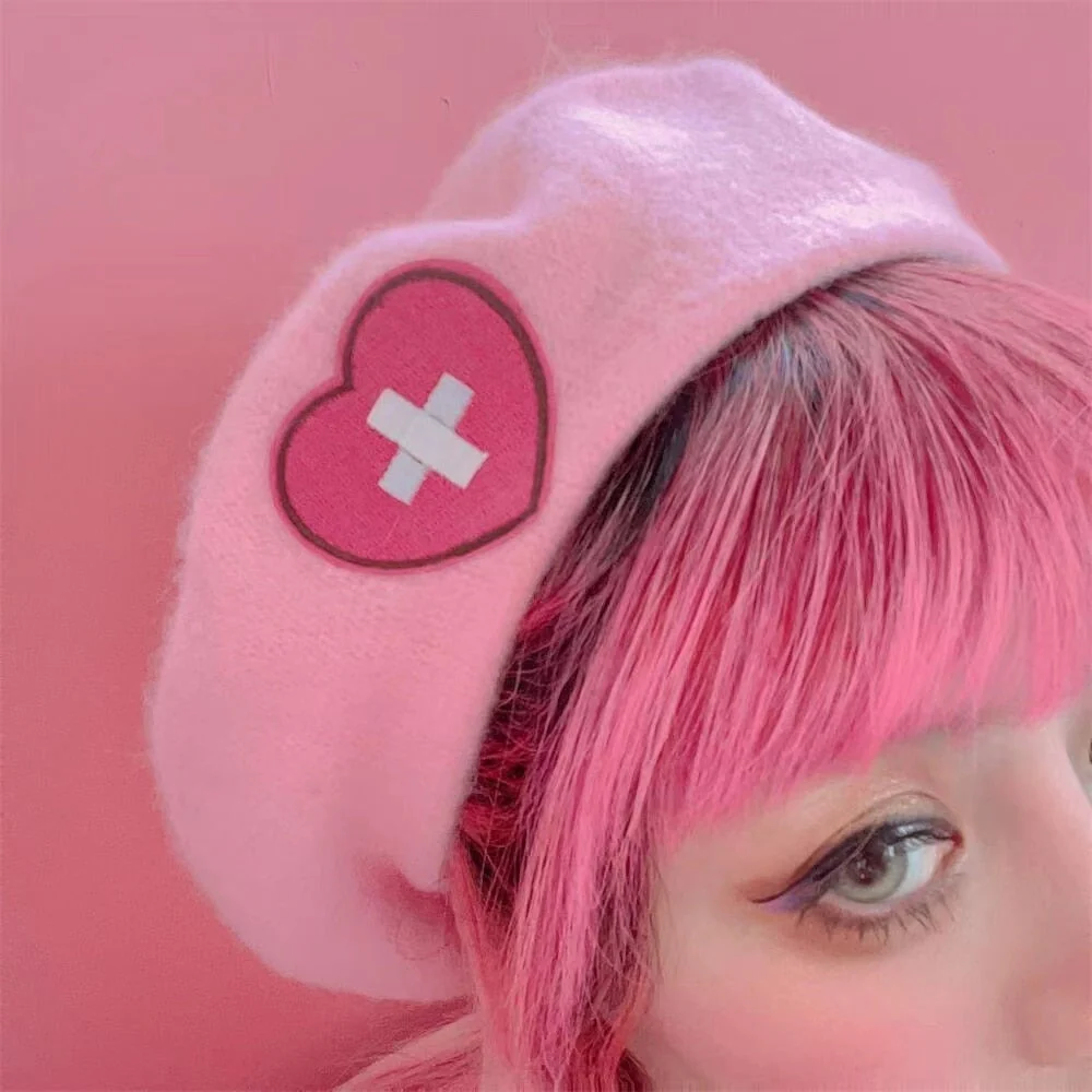 Pink Menhera Nurse Beret - Image 4