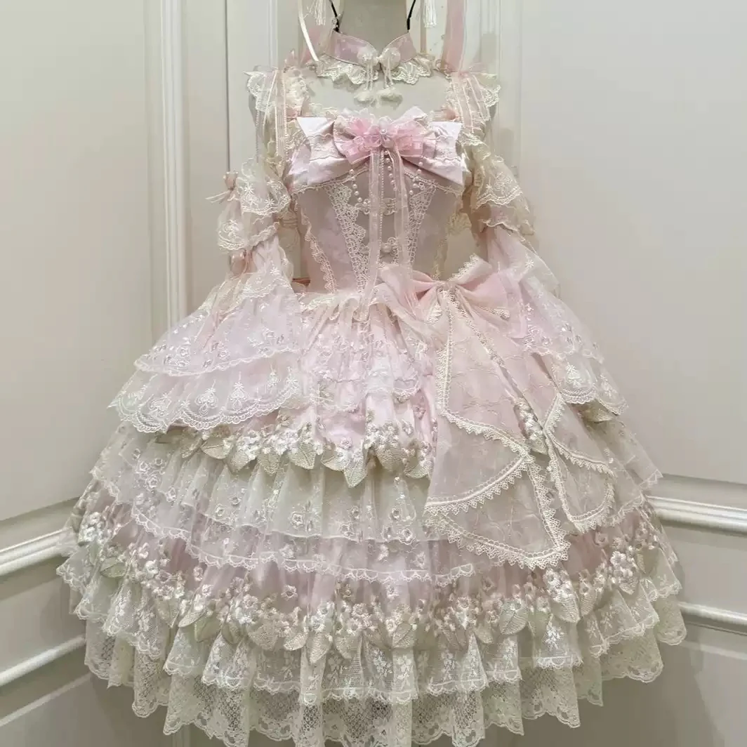 Pink Mesh Lace Princess Lolita Dress - Image 3