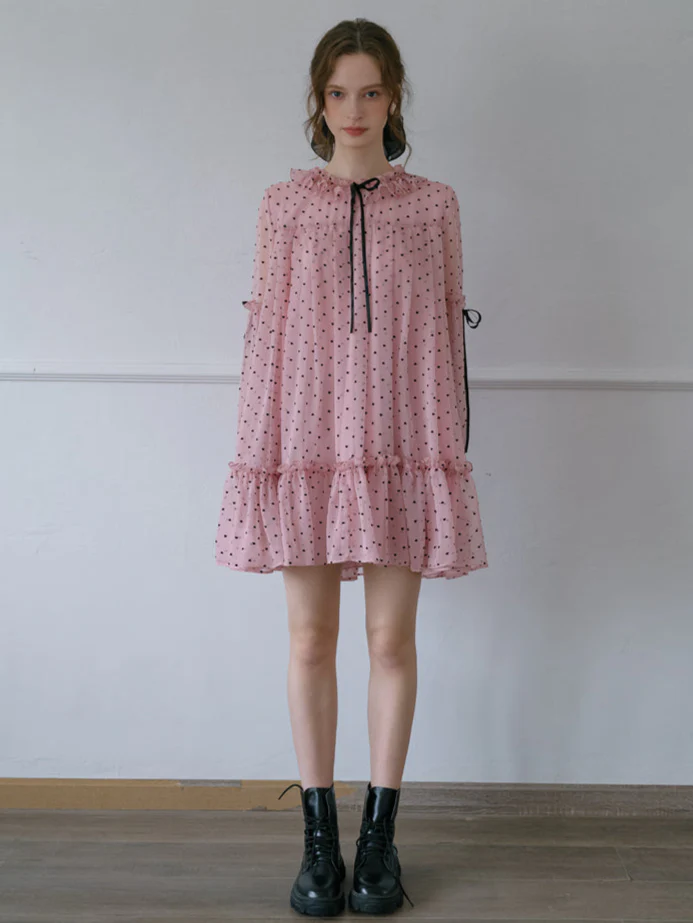 Pink Polka Dot Doll Dress - Image 3