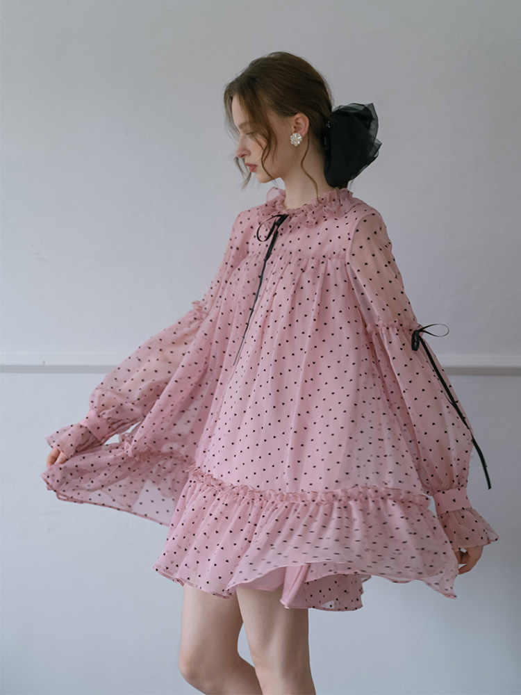 Pink Polka Dot Doll Dress - Image 6