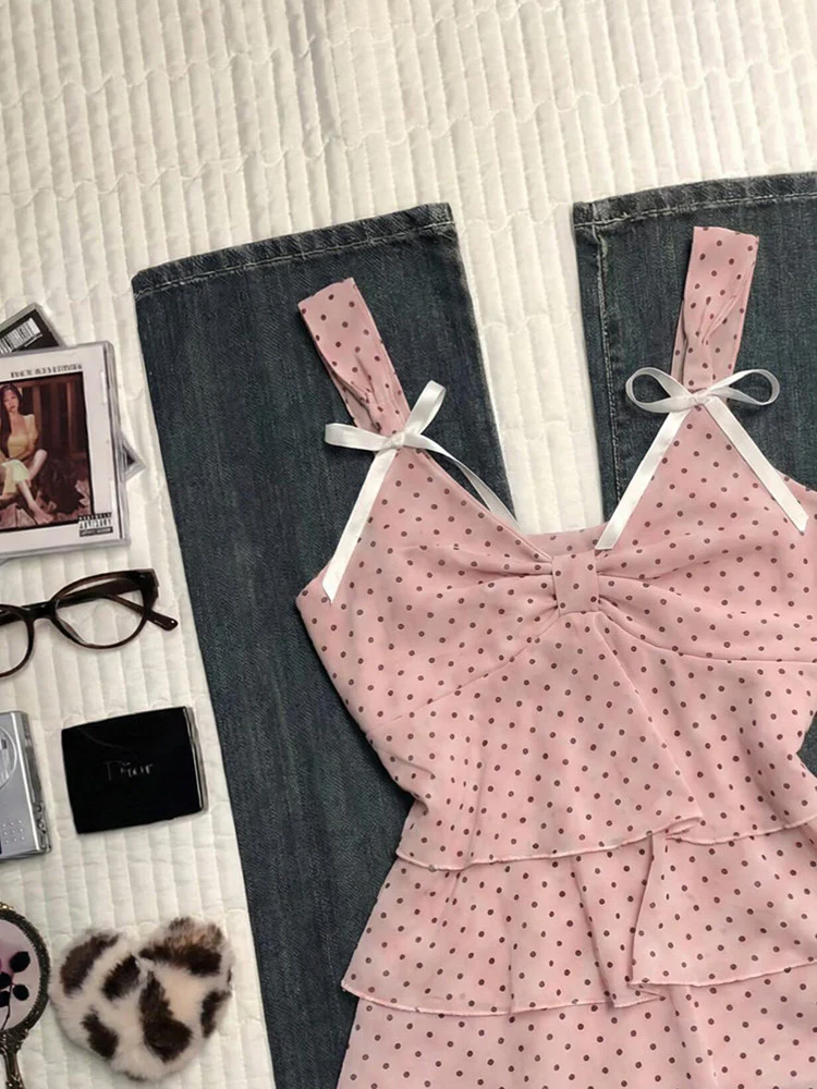 pink polka dots tank top - Image 2
