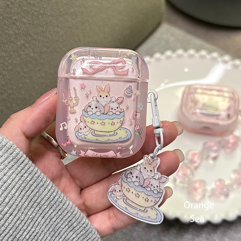 pink rabbit kawaii airpods case - Image 4