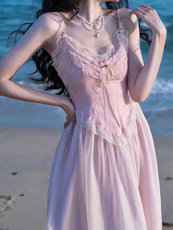 Pink Rose Suspender Tulle Dress - Image 4