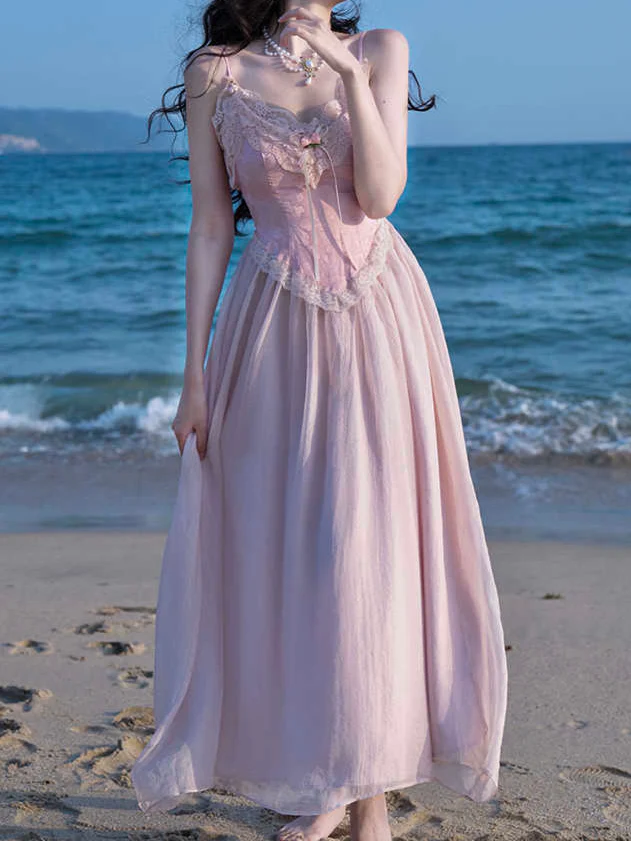 Pink Rose Suspender Tulle Dress - Image 5