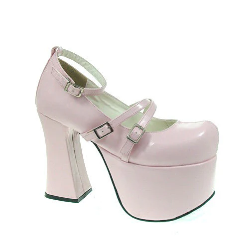 Pink Round Toe Scalloped Platform Heel High Lolita Shoes - Image 3