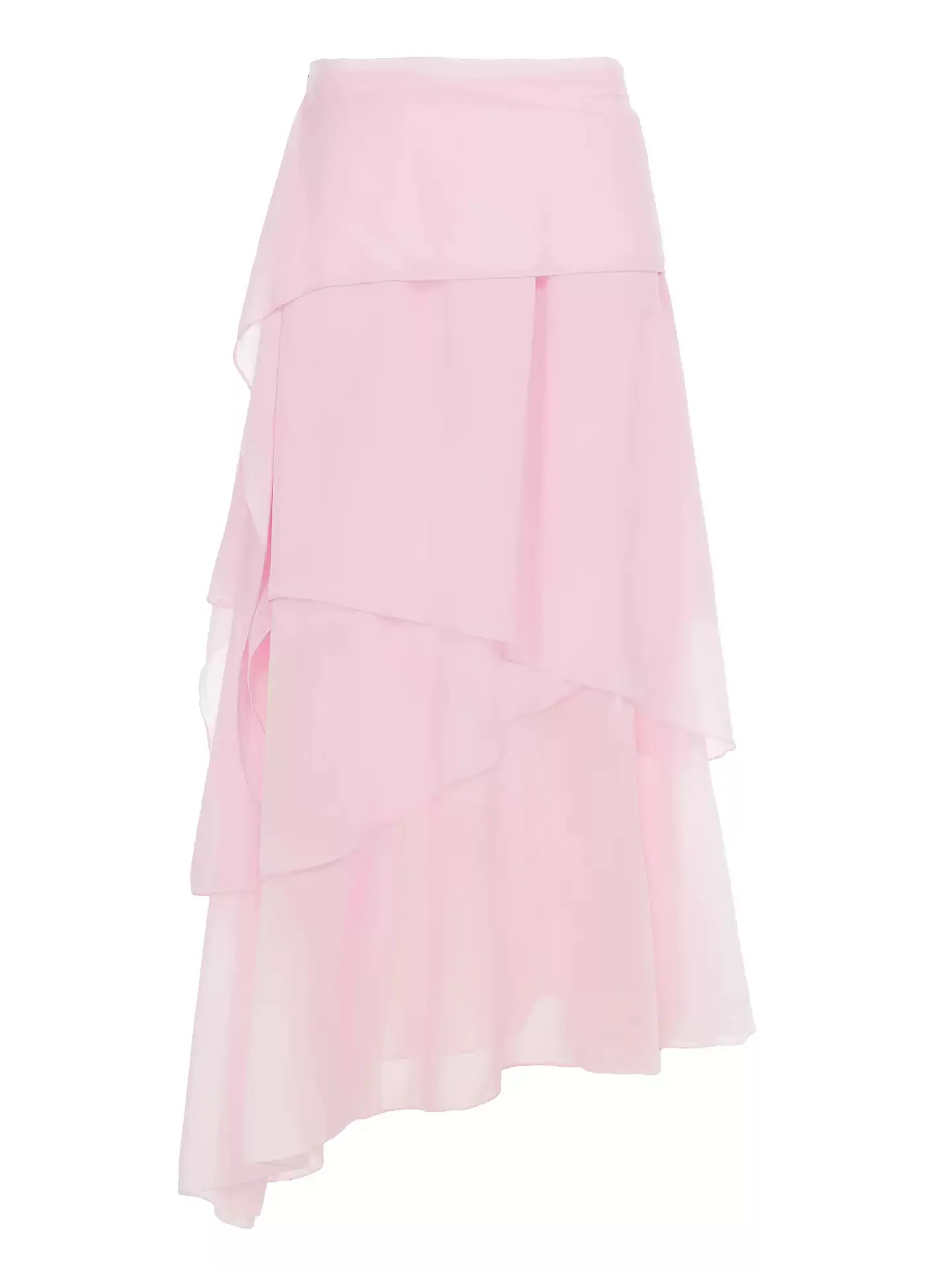 Pink Ruffled Mesh Long Skirt - Image 5