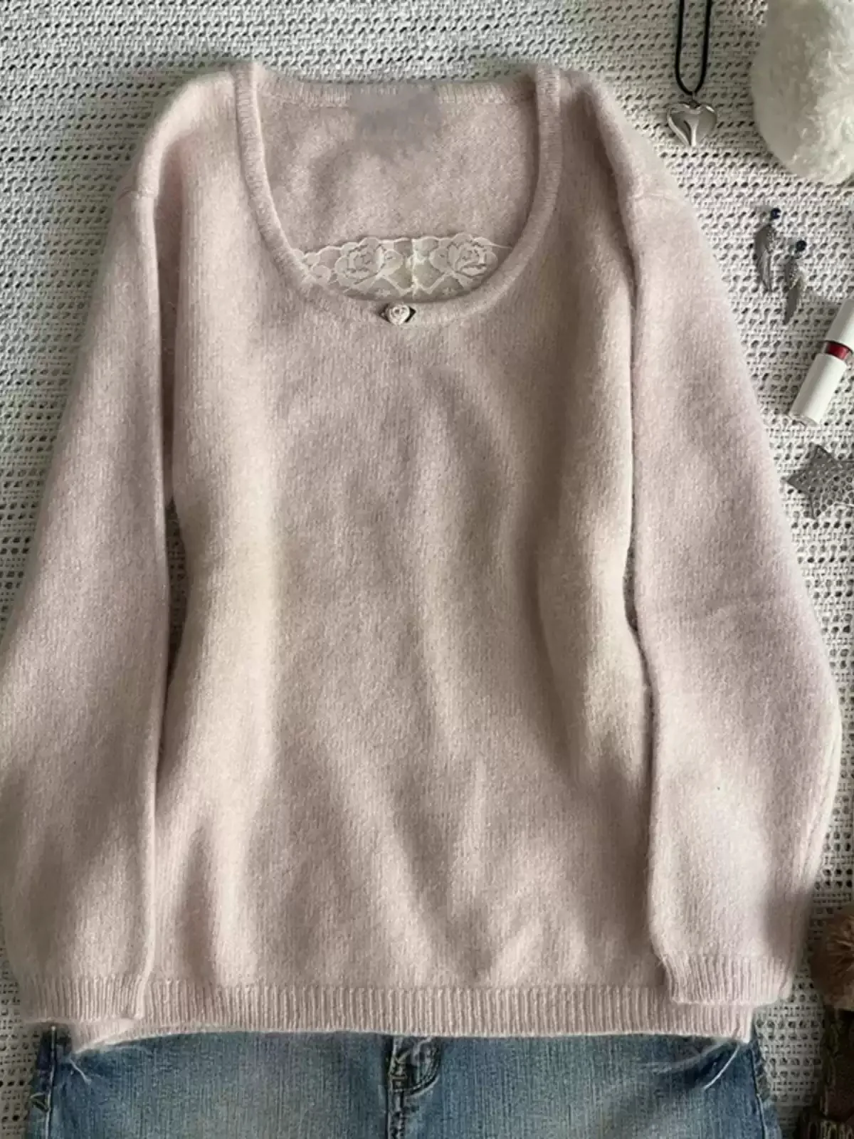 pink soft waxy sweater - Image 2