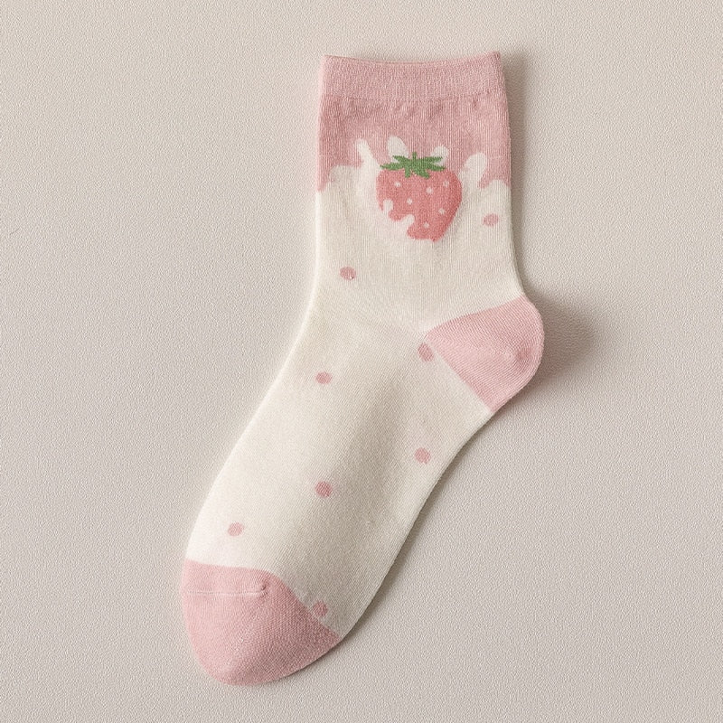 Pink Strawberry Cotton Socks - Image 3