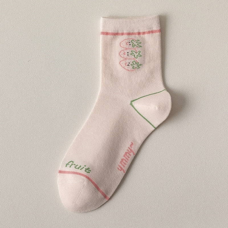 Pink Strawberry Cotton Socks - Image 6