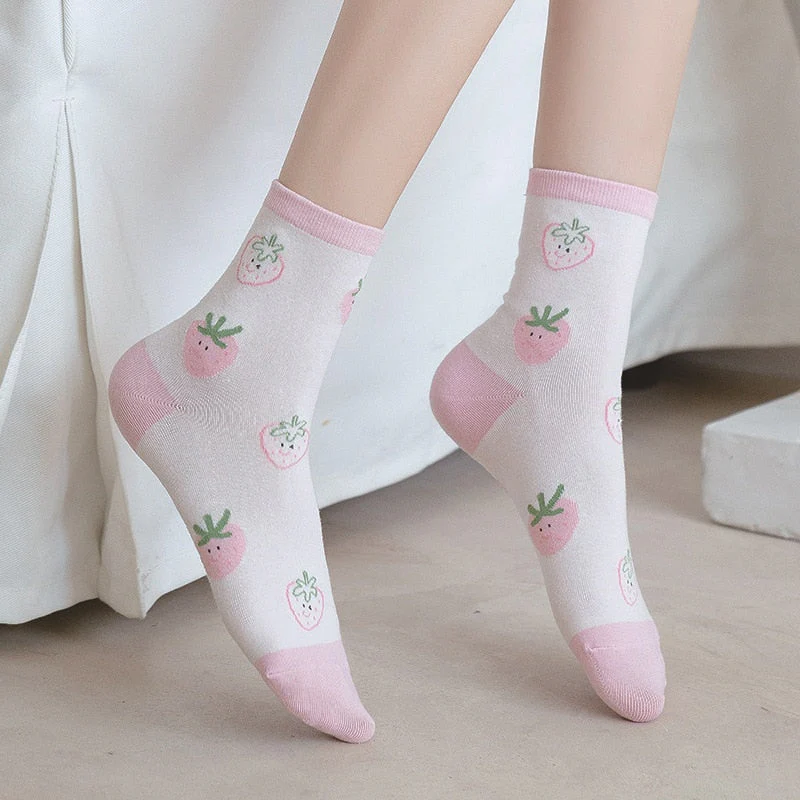 Pink Strawberry Cotton Socks - Image 8