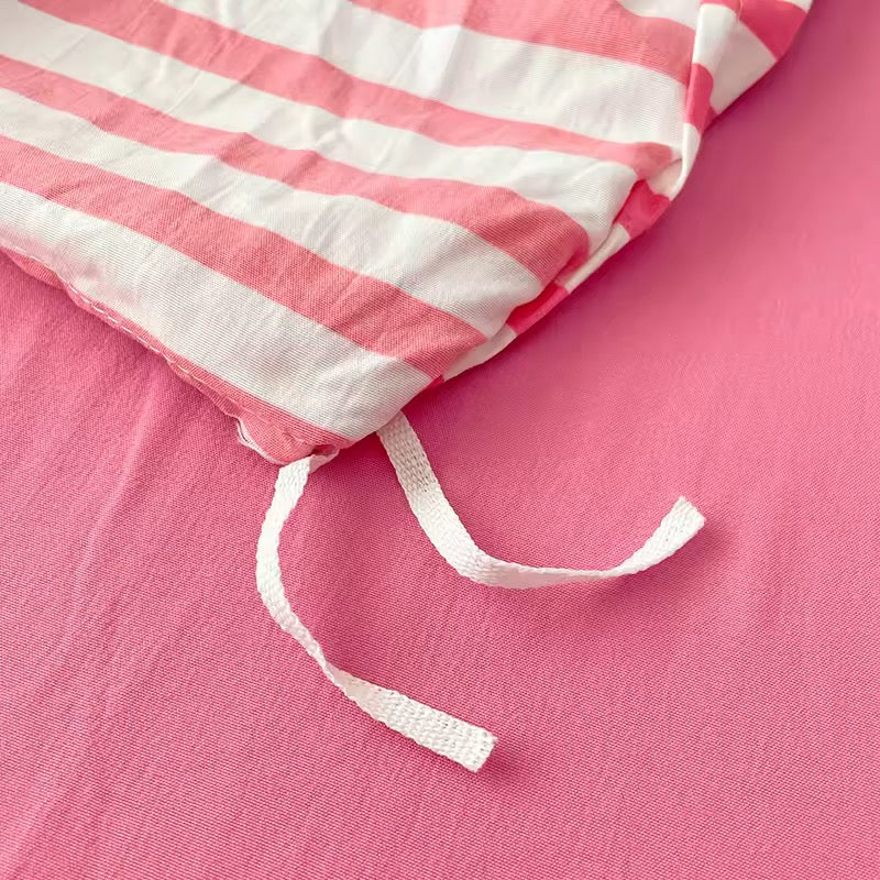 Pink Striped Duvet Cover Set - Image 8