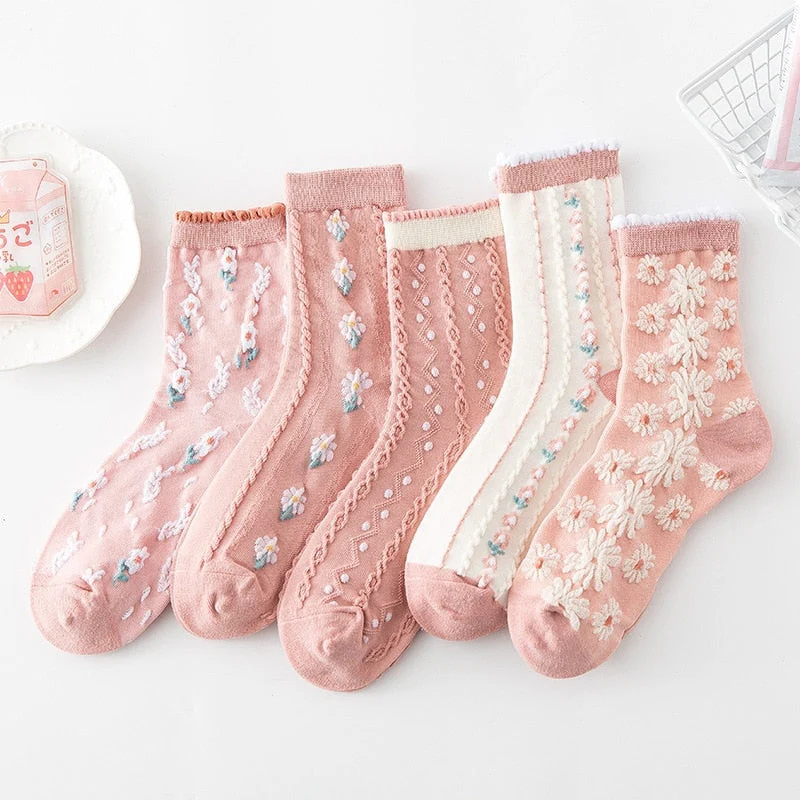 Pink Vintage Floral Sock Set - Image 4