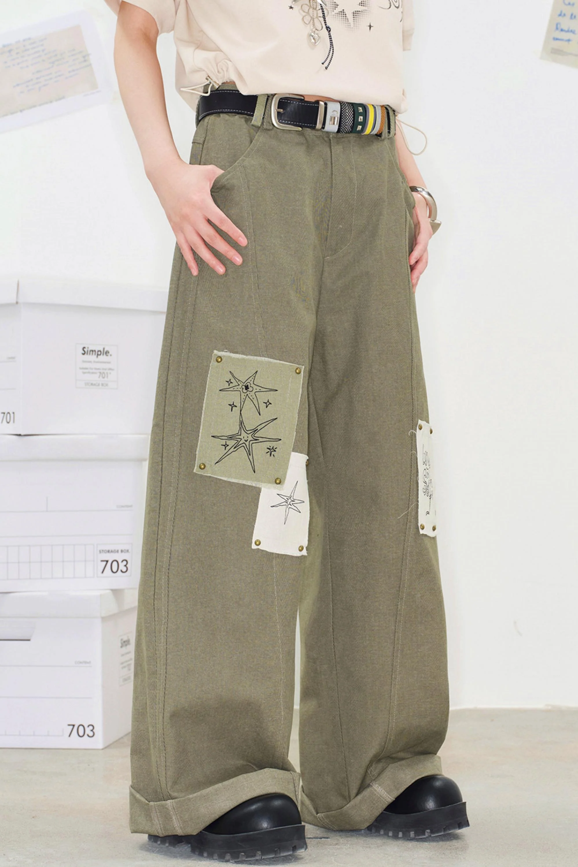 Pixel Patchwork Denim Pants - Image 10