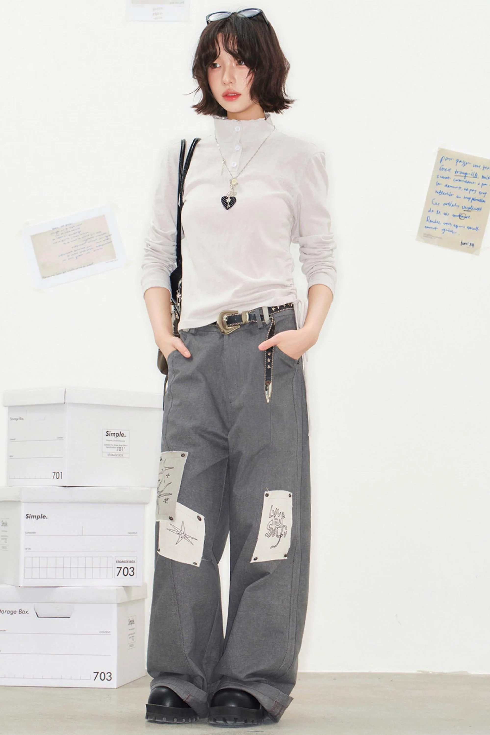Pixel Patchwork Denim Pants - Image 6