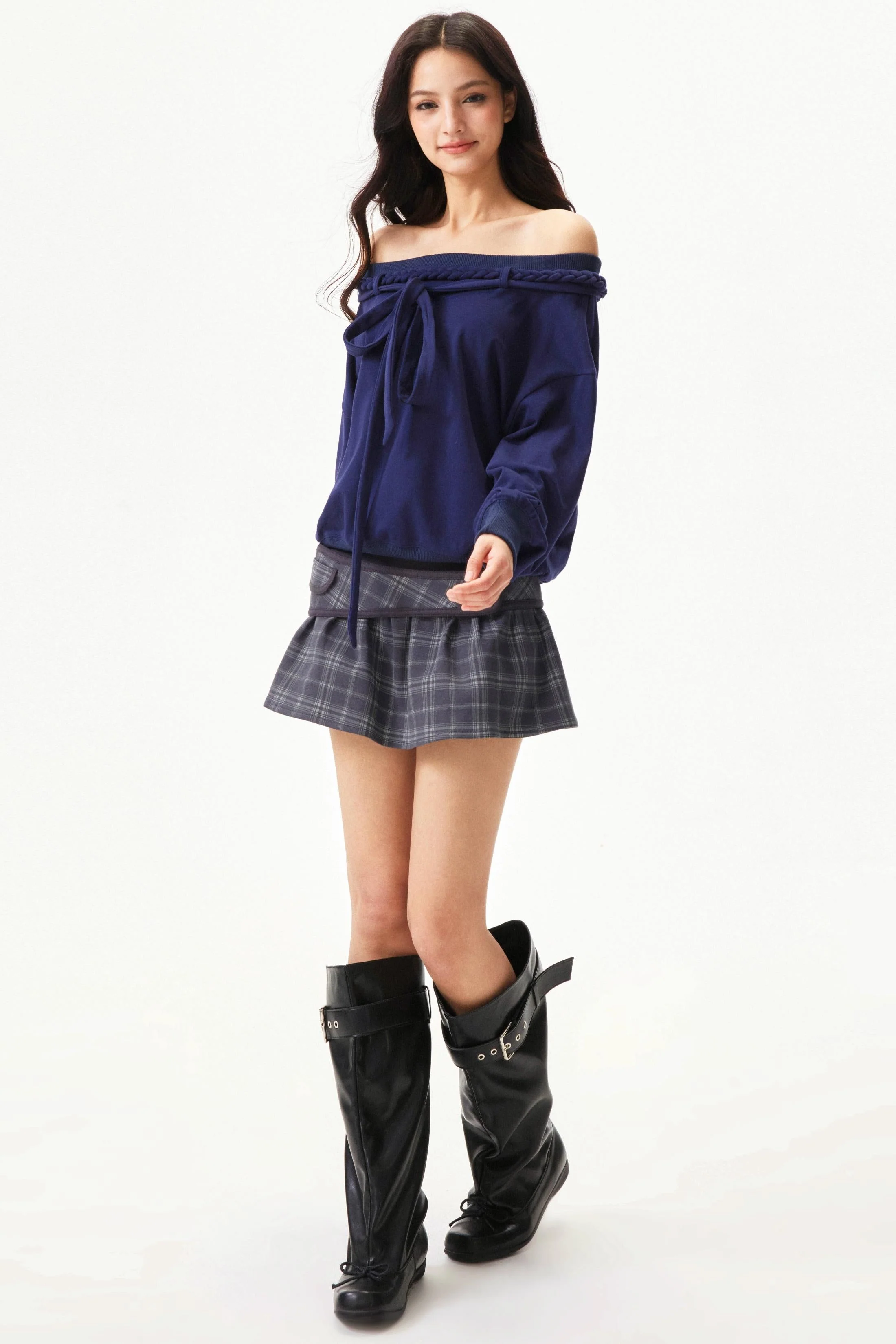 Plaid A-line Short Skirt - Image 6
