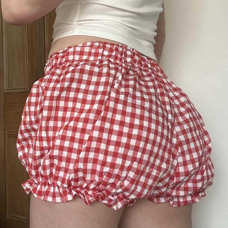 Plaid Bow-knot Spliced Shorts - Image 3