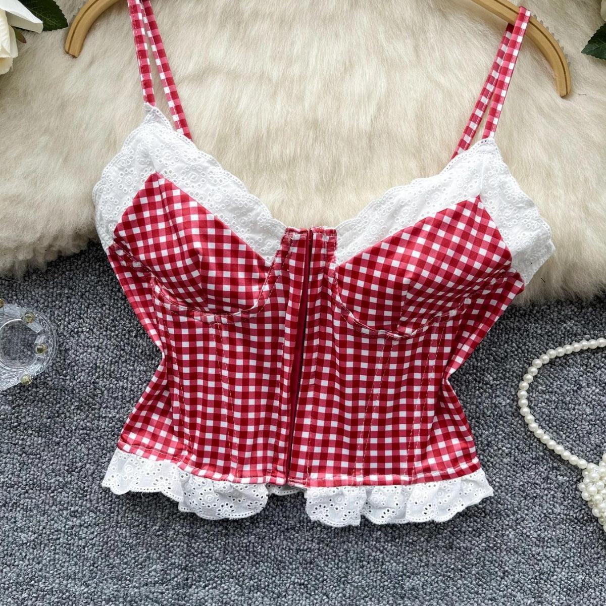 Plaid Bustier Crop Top - Image 2