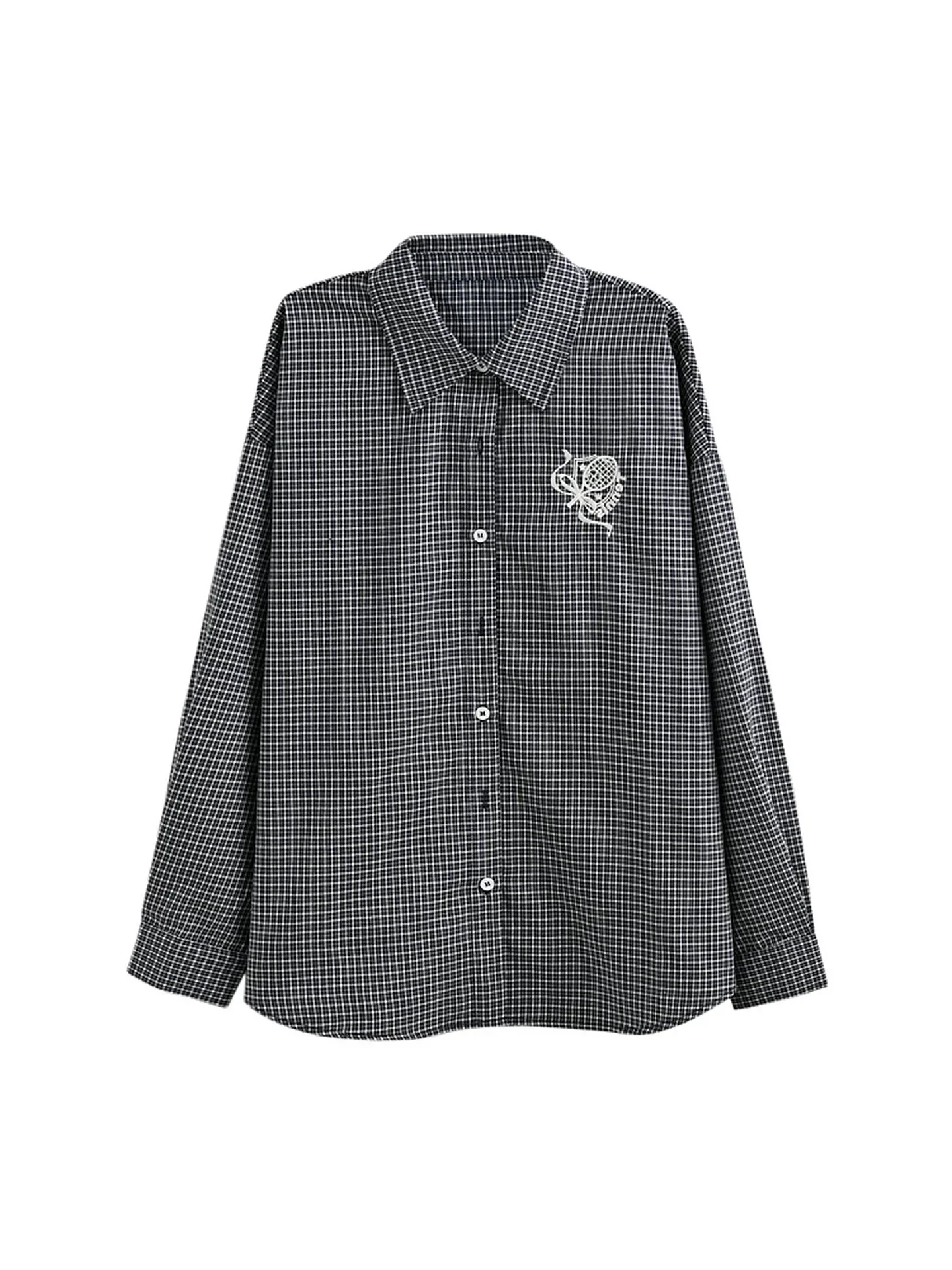 Plaid Embroidered Academy Blouse - Image 9