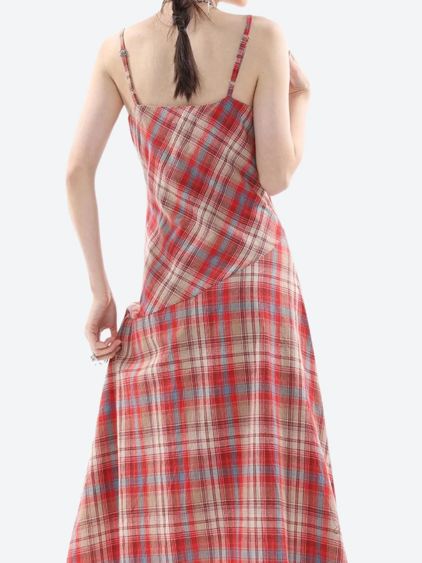 Plaid Lace Midi Dress - Image 4