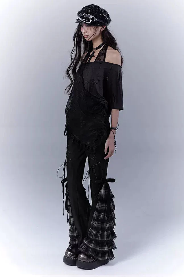 Check Lace Slimming Pants - Image 2