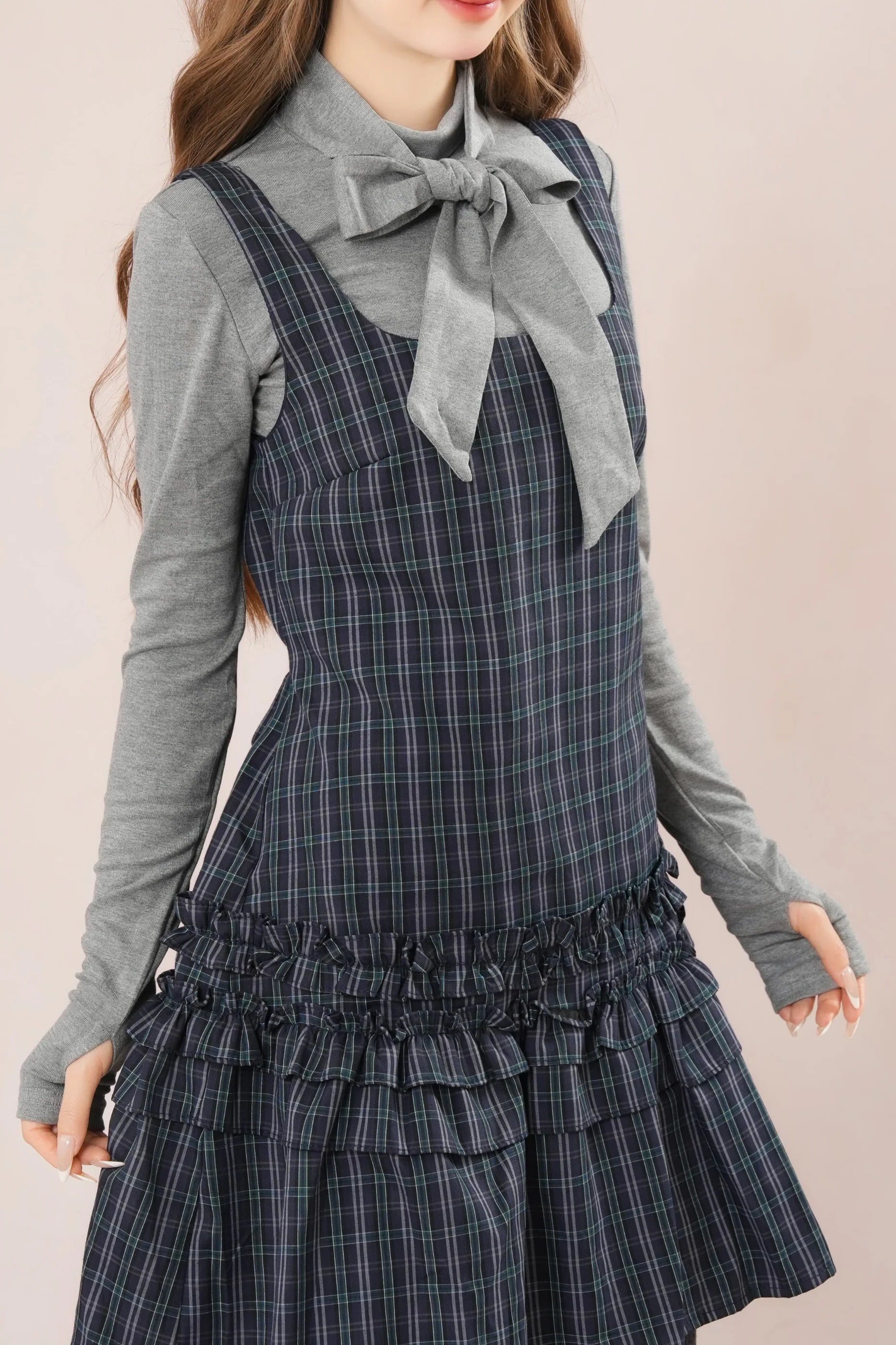 Plaid Lace Trimmed Suspender Dress - Image 3