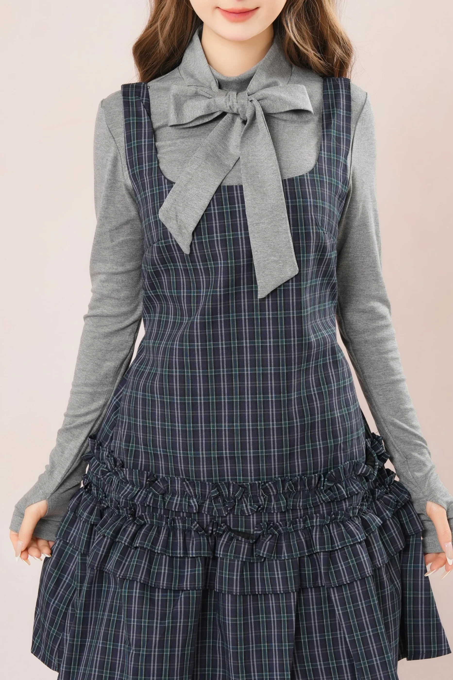 Plaid Lace Trimmed Suspender Dress - Image 4