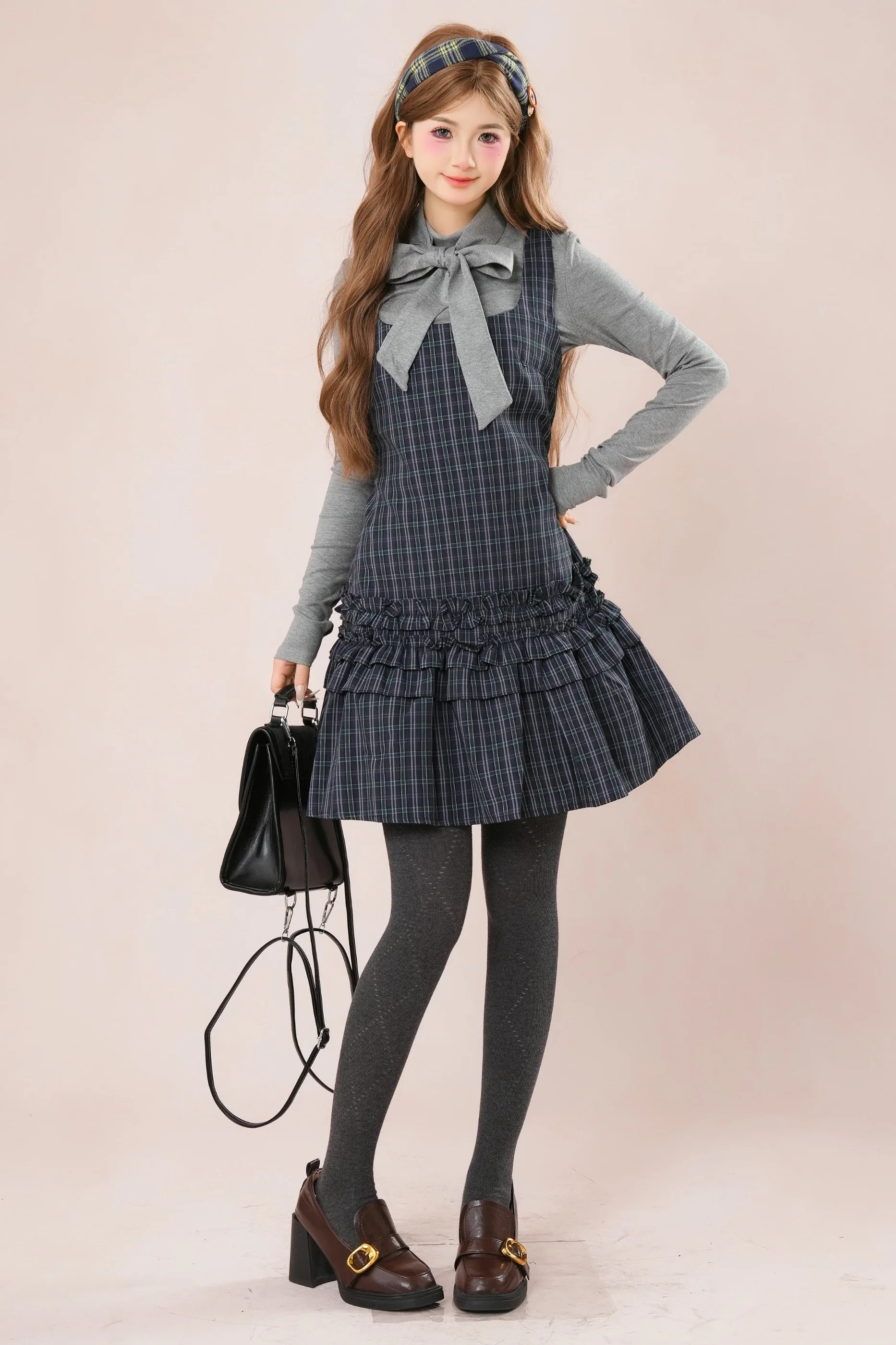 Plaid Lace Trimmed Suspender Dress - Image 5