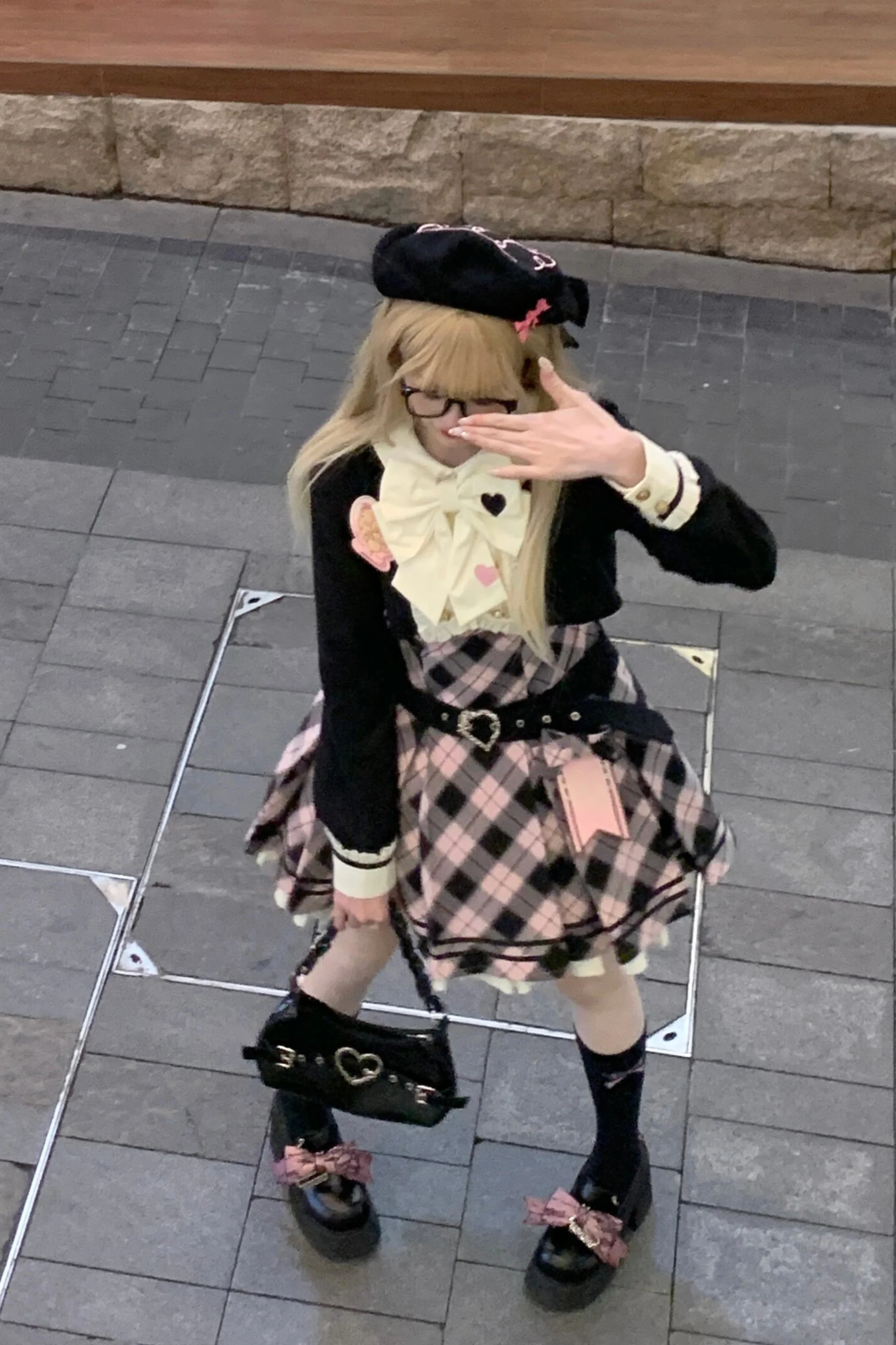 Check Sweet College Faux Two-Piece Dress + Beret - Image 14