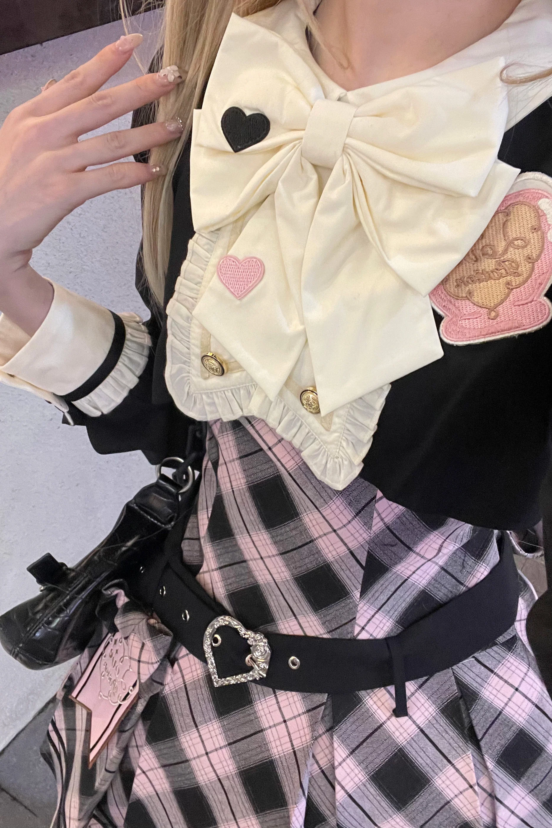 Check Sweet College Faux Two-Piece Dress + Beret - Image 21