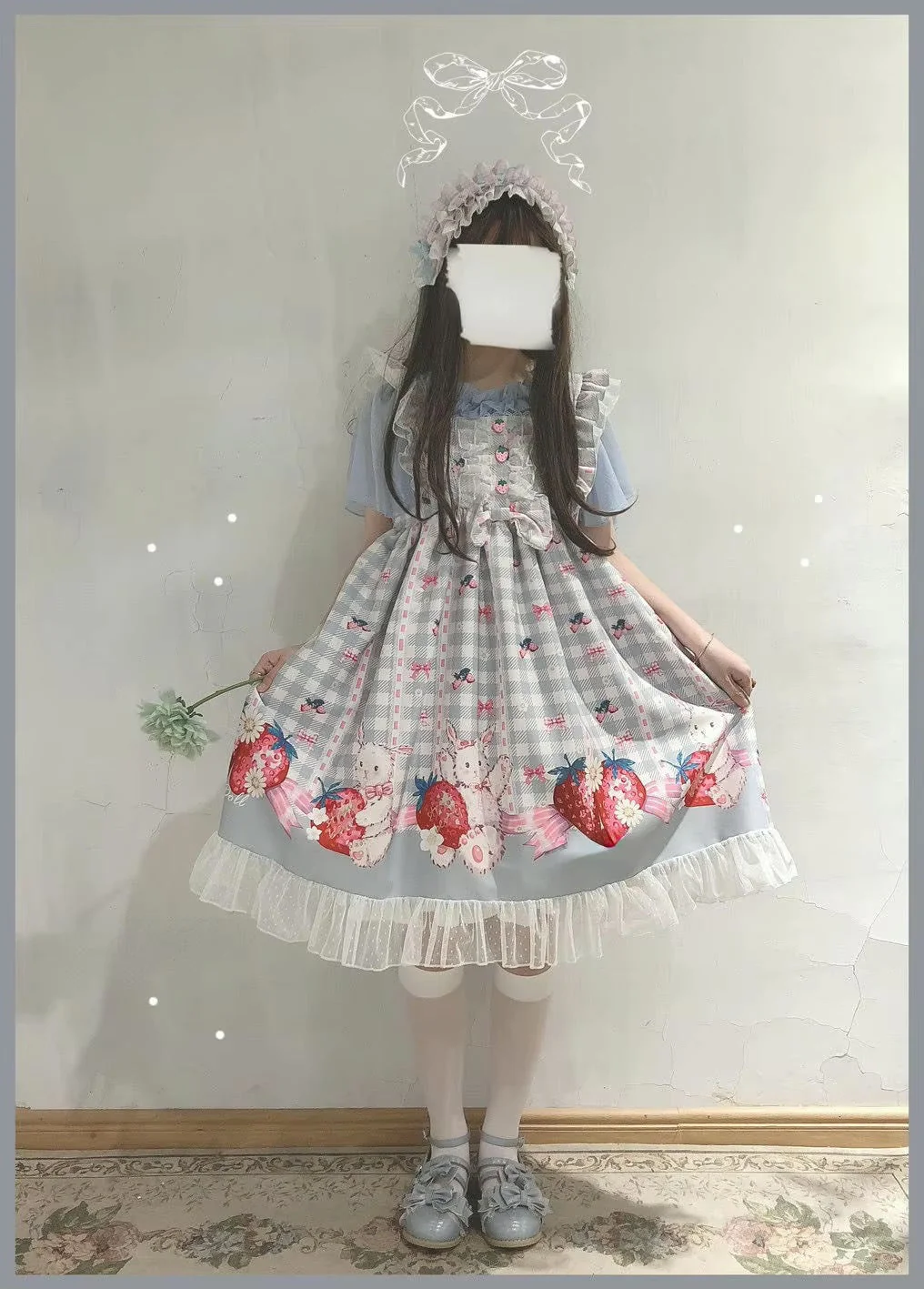 Plaid Strawberry Bunny Princess Dress - Image 7