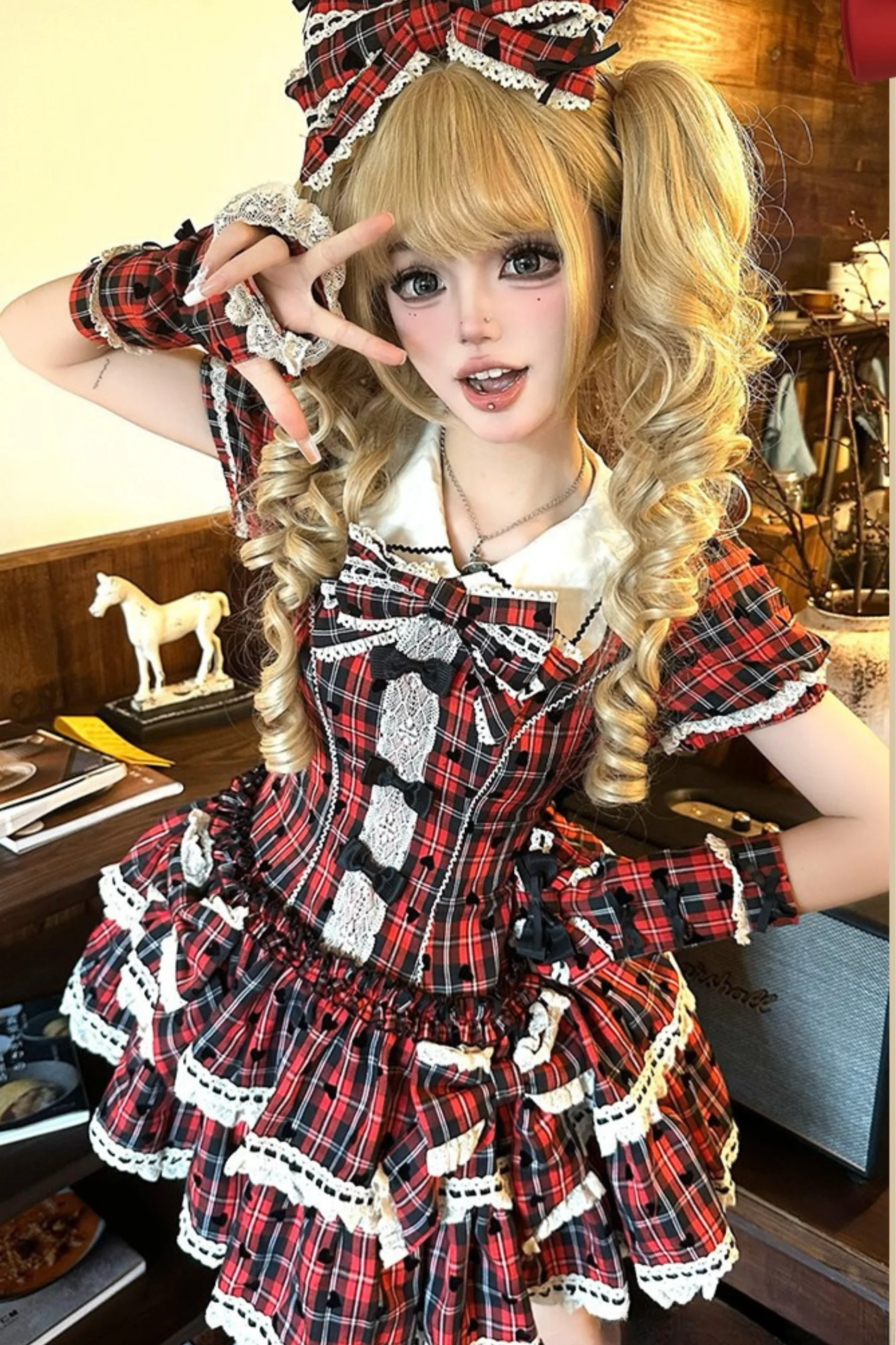 Checkered Sweetheart Lolita Dress - Image 4