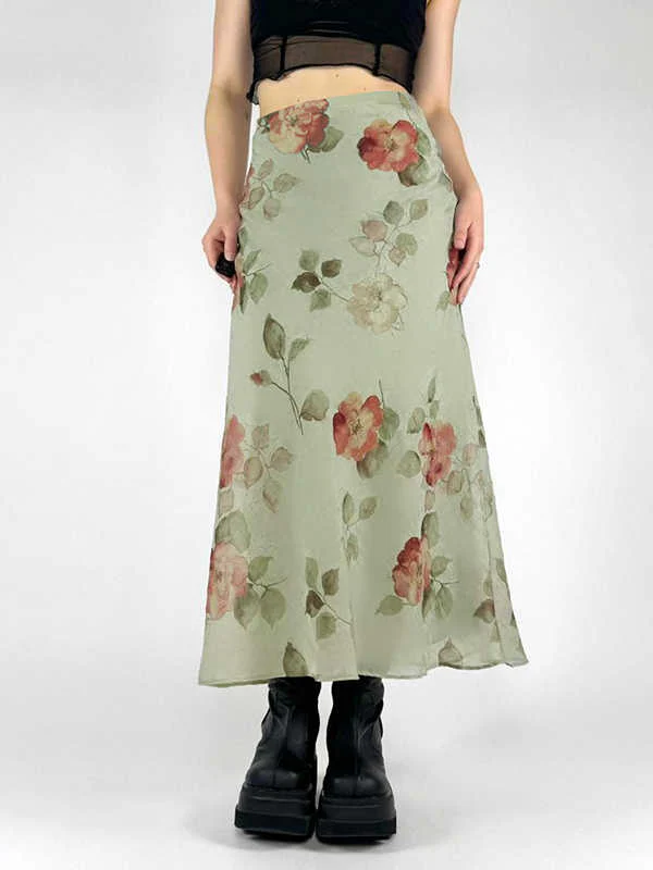 Plants Green Mesh Floral Skirt - Image 2