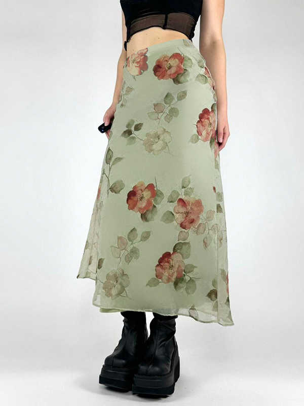 Plants Green Mesh Floral Skirt - Image 3