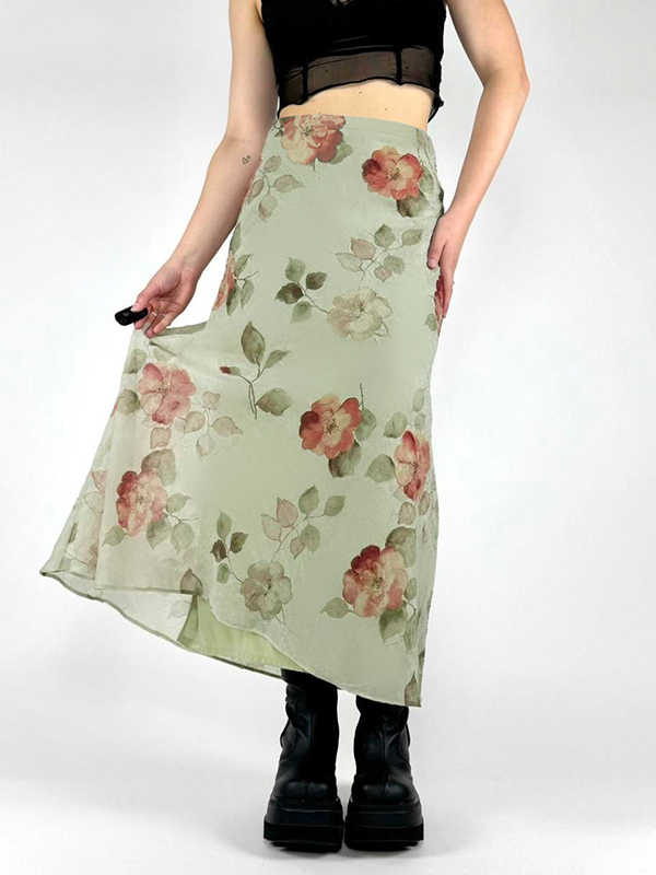Plants Green Mesh Floral Skirt - Image 4