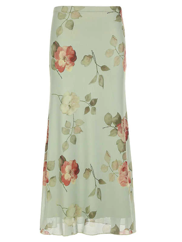 Plants Green Mesh Floral Skirt - Image 5