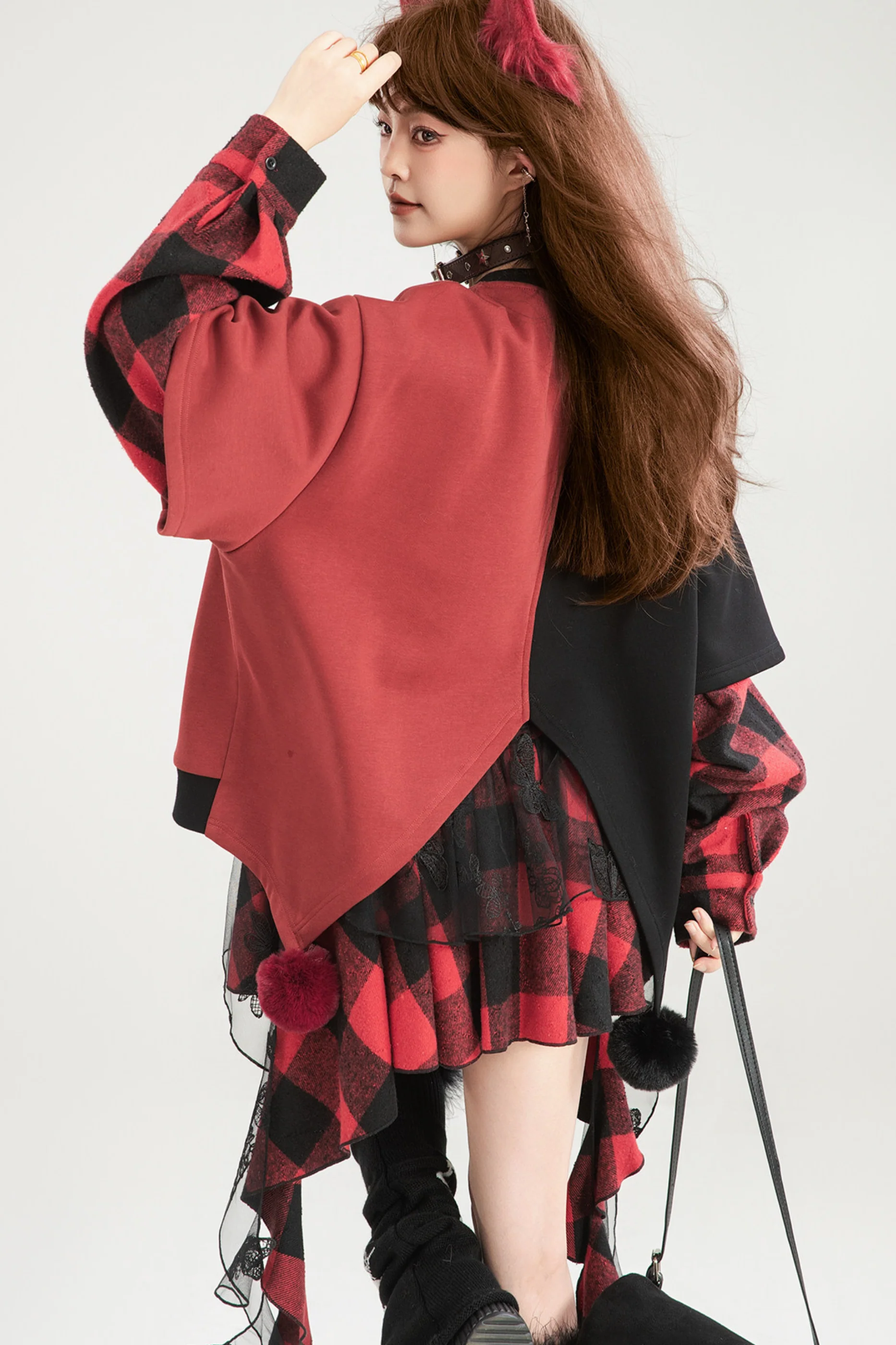 Playful Color Devil Loose Block Top + Checkered Skirt - Image 3