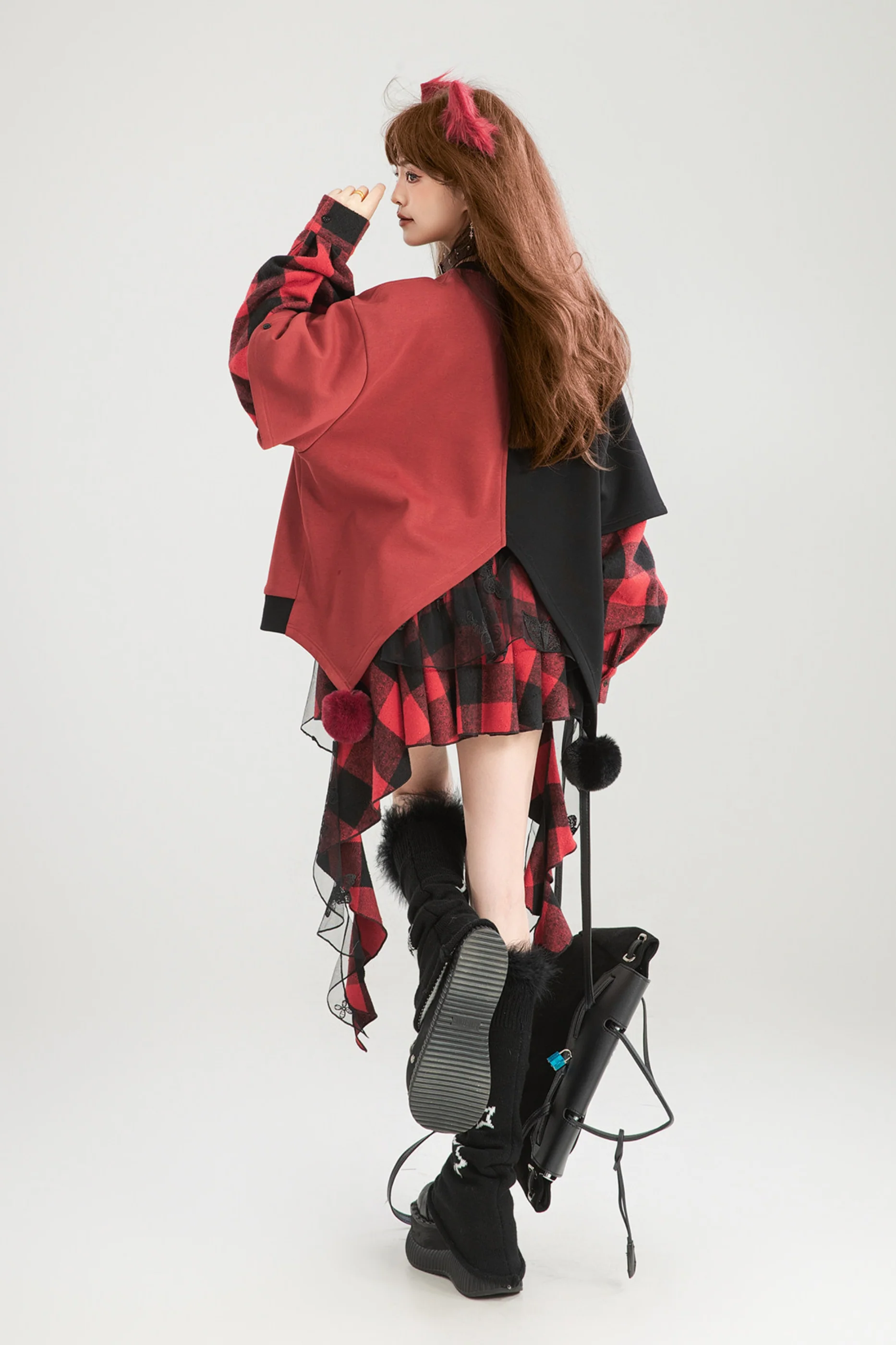 Playful Color Devil Loose Block Top + Checkered Skirt - Image 8