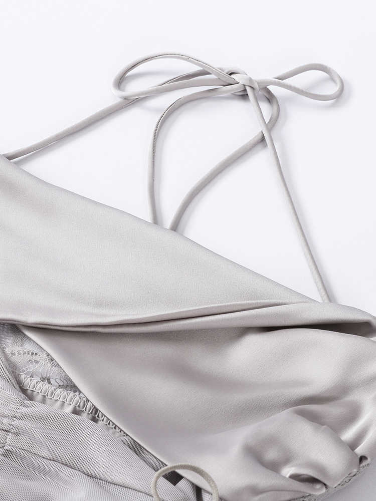 Pleated Ice Silk Suspender Nightgown - Image 4