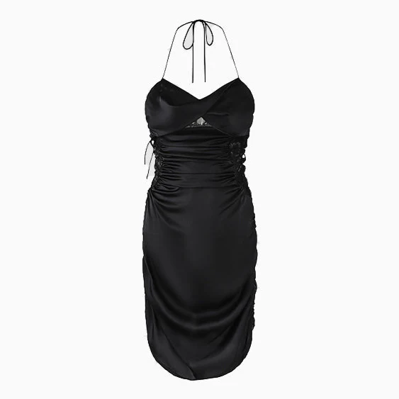 Pleated Ice Silk Suspender Nightgown - Image 6