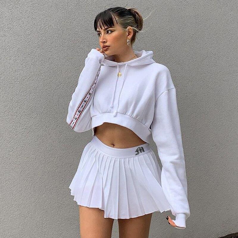 Pleated White Mini Tennis Skirt - Image 3