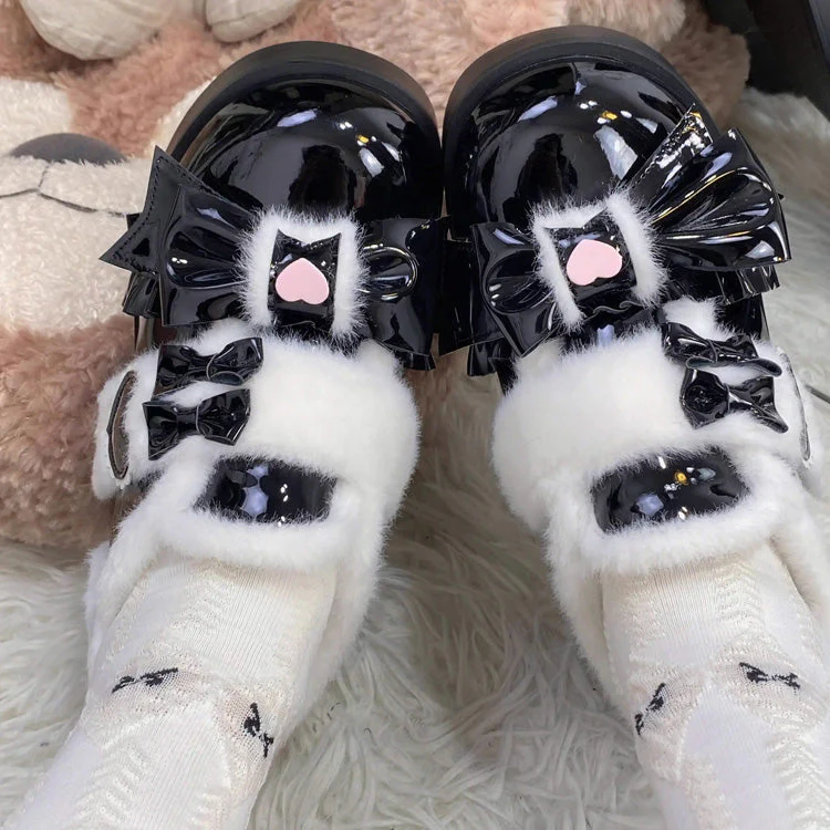 Plush and Thickened Bowknot Sweet Lolita Shoes 5 Colors - Image 11
