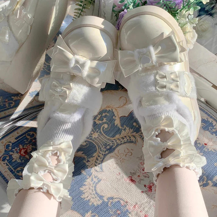 Plush and Thickened Bowknot Sweet Lolita Shoes 5 Colors - Image 7