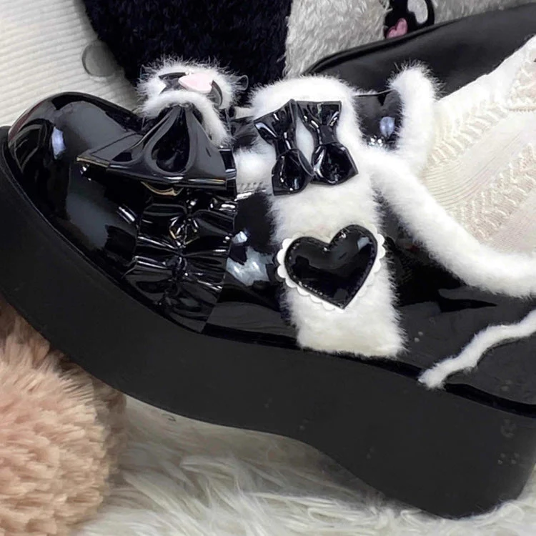 Plush and Thickened Bowknot Sweet Lolita Shoes 5 Colors - Image 8