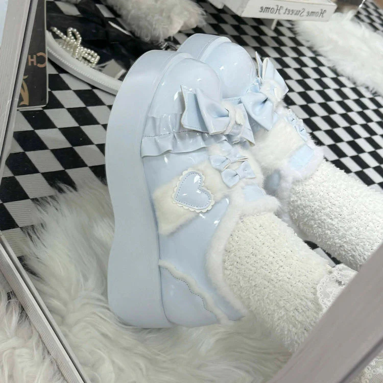 Plush and Thickened Bowknot Sweet Lolita Shoes 5 Colors - Image 9
