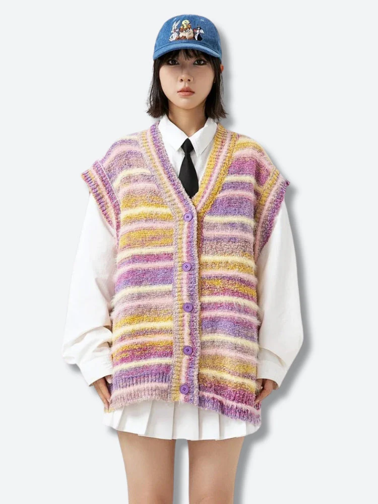 Plush Knitted Cardigan Vest - Image 7
