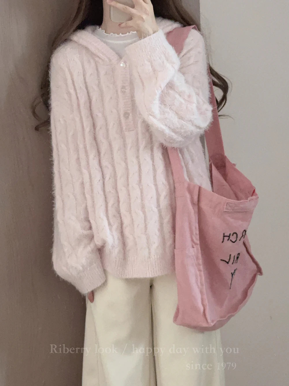 Plush Pink Hooded Sweater - Image 7
